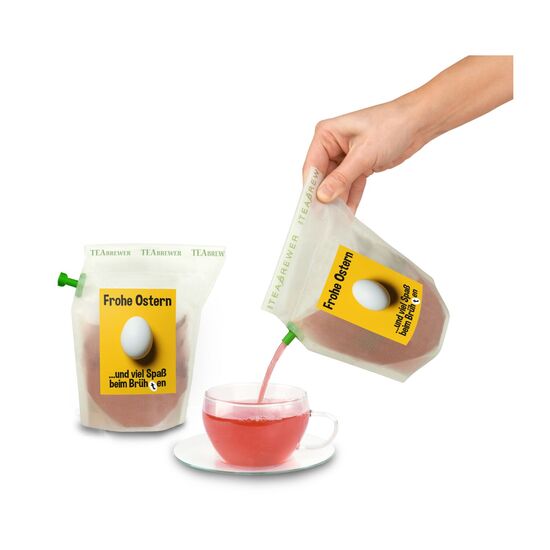 Verschenken Sie Fröhlichkeit & Genuss zu Ostern mit diesem wiederverwendbaren Brühbeutel. Heißes Wasser eingießen, ziehen lassen & genießen.