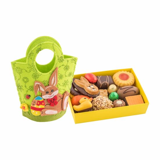 Geschenkartikel / Präsentartikel: Filztasche Hase, Ostergebäckmischung 200 g 2K1630