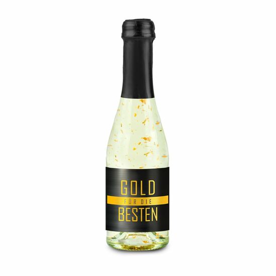 6 Piccolo Faschen Golden Flakes 0,2 l „Gold für die Besten” mit 22-karätigem lebensmittelechtem Blattgold, im 6er Karton, Alkohol 11% Vol.