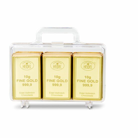 Geschenkartikel: Du bist Gold wert - Goldkoffer mit 12 Schokoladen Goldbarren (120 g) 2K1724