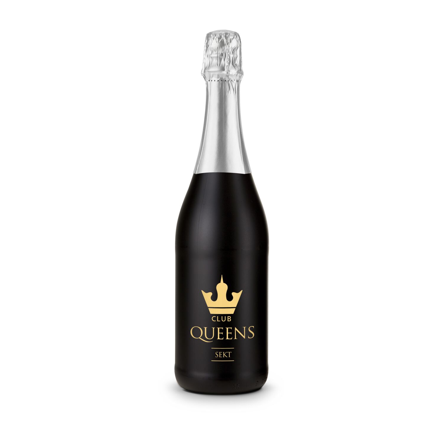 Sekt Cuvée - Flasche schwarz - Kapselfarbe Silber, 0,75 l 2K1904b