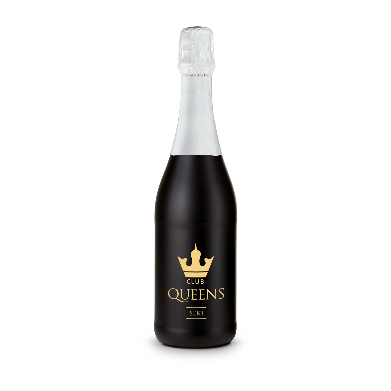 Sekt Cuvée - Flasche schwarz - Kapselfarbe Weiß, 0,75 l 2K1904c