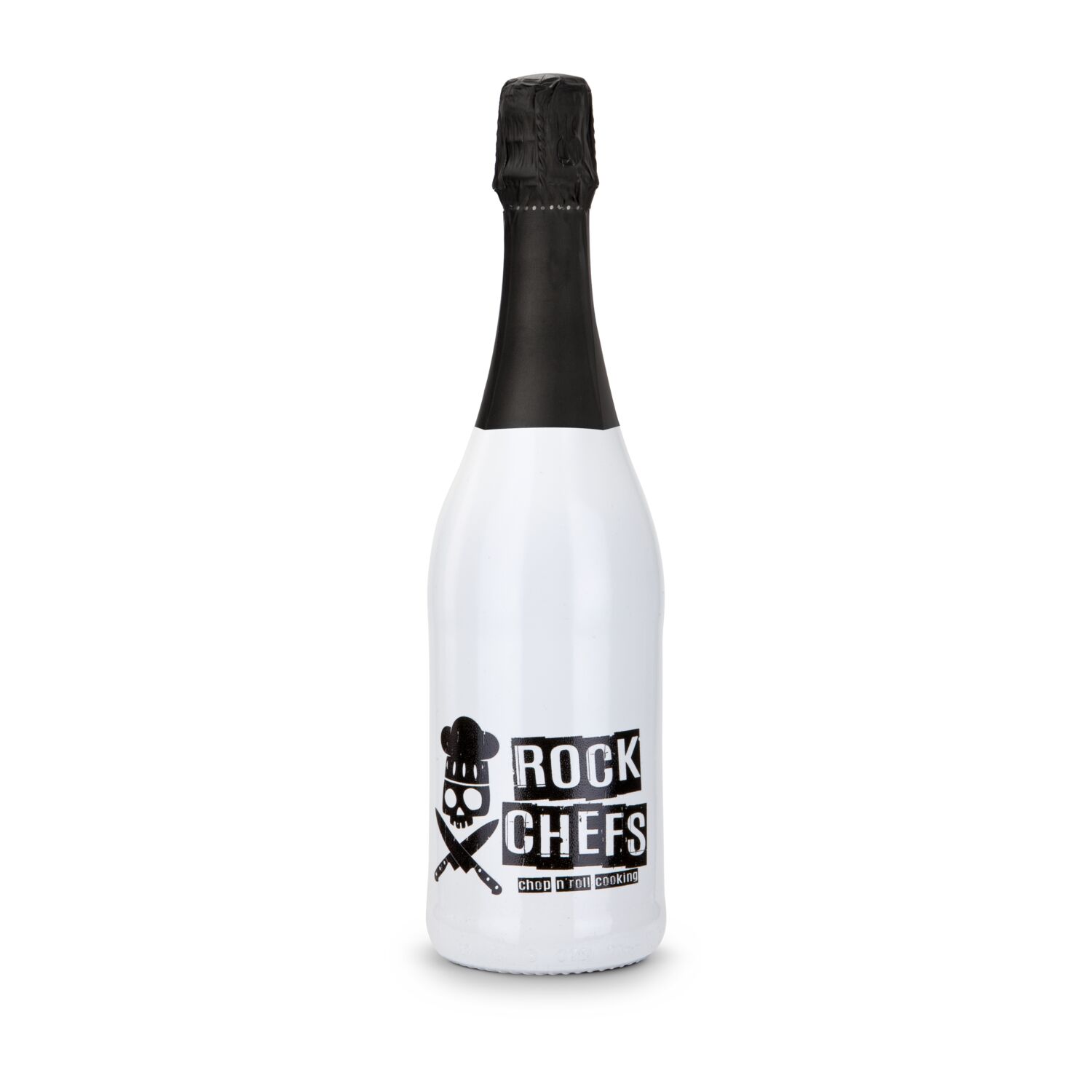 0,75 l trockenes Sekt Cuvée in weiß-lackierter Flasche, Alkohol 11% Vol.