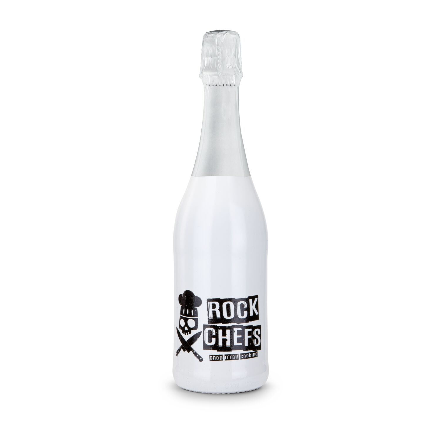 Sekt Cuvée - Flasche weiß-lackiert - Kapsel weiß, 0,75 l 2K1911c