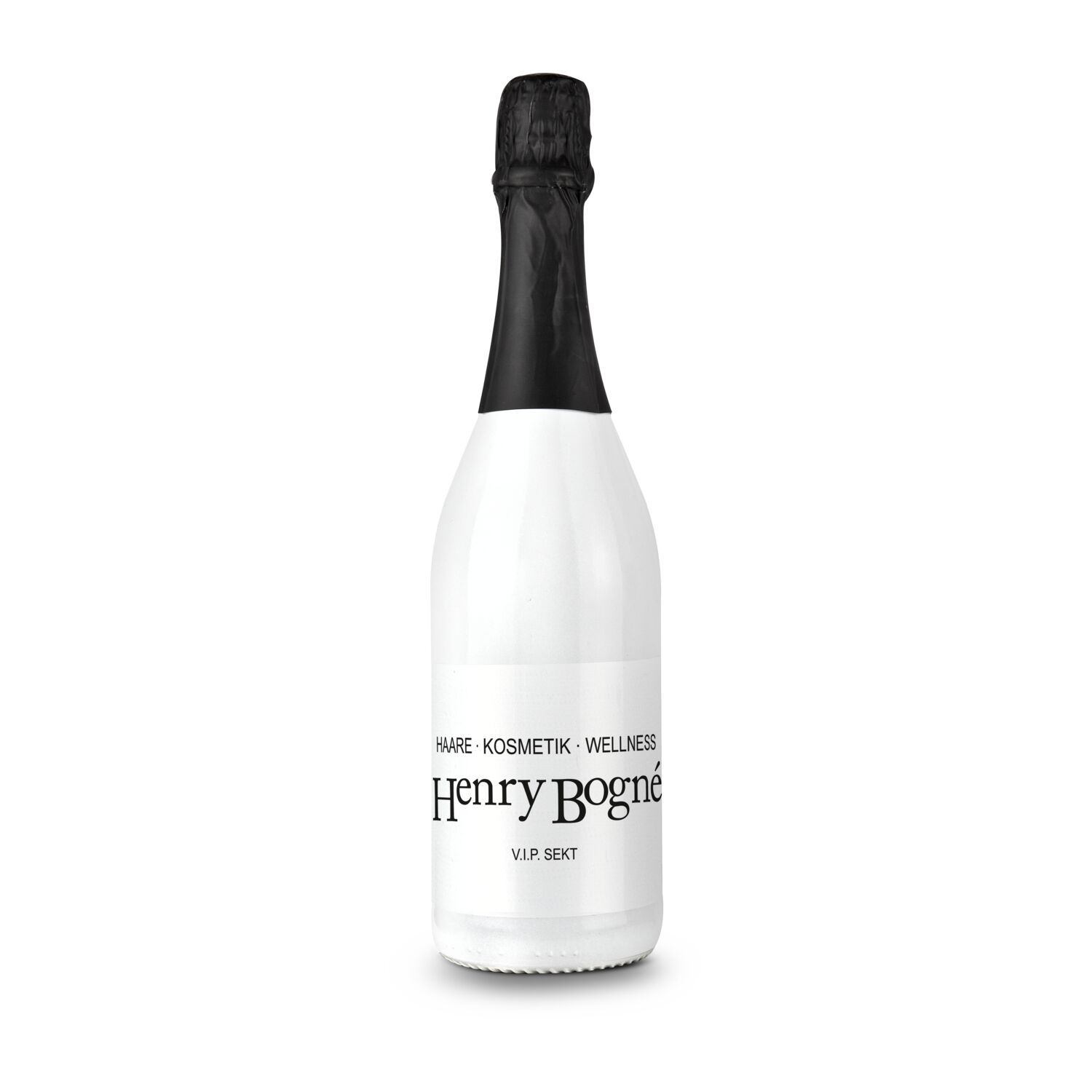 Sekt Cuvée - Flasche weiß-lackiert - Kapsel schwarz, 0,75 l 2K1911d