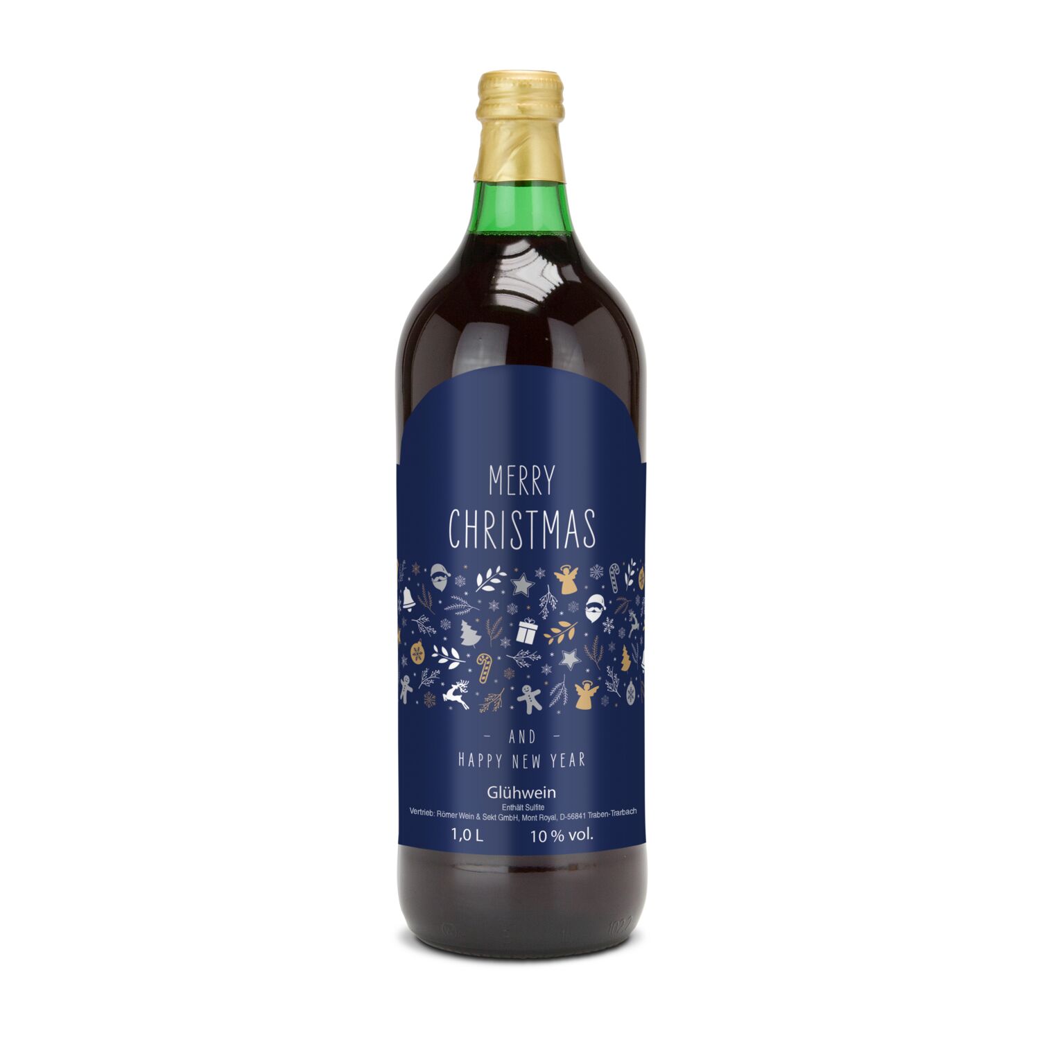 Original Nürnberger Glühwein in grüner 1 l Krugflasche, individuelles Etikett, Alkohol 10 % Vol.