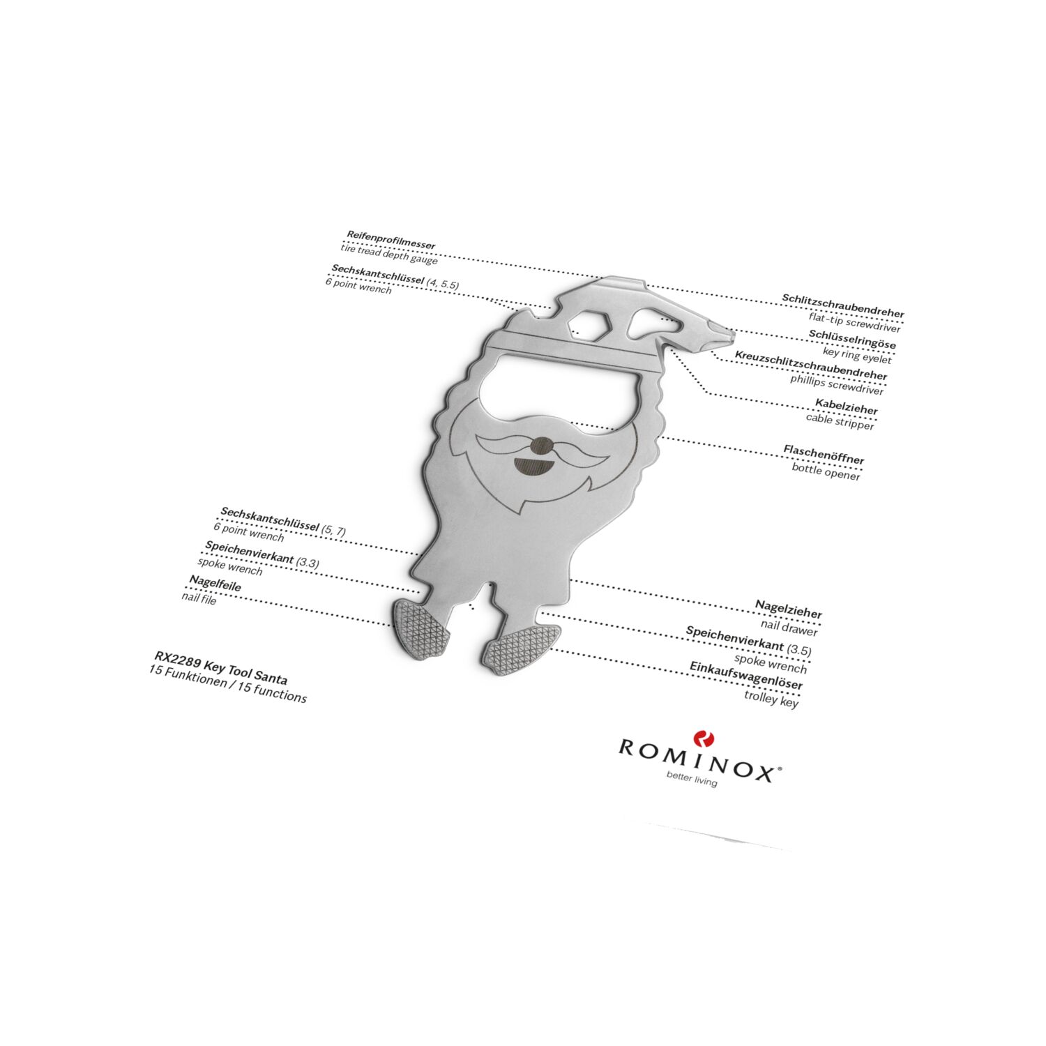 ROMINOX® Key Tool Santa (15 Funktionen) Merry Christmas 2K2102n