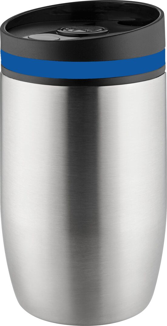 Metmaxx® Thermobecher "CremaOfficinaBudget“ silber /Ring blau