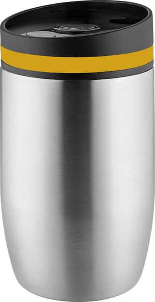 Metmaxx® Thermobecher "CremaOfficinaBudget“ silber/Ring gelb