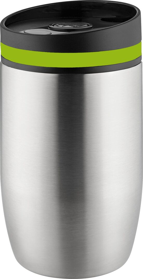 Metmaxx® Thermobecher "CremaOfficinaBudget“ silber/Ring grün