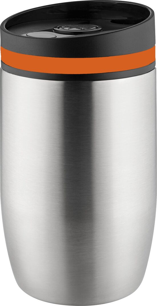 Metmaxx® Thermobecher "CremaOfficinaBudget“ silber/Ring orange