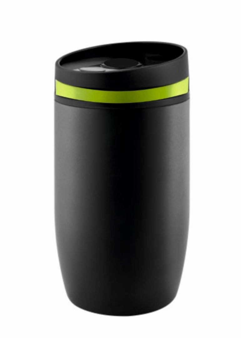 Metmaxx® Thermobecher "CremaOfficinaNero" schwarz/Ring grün