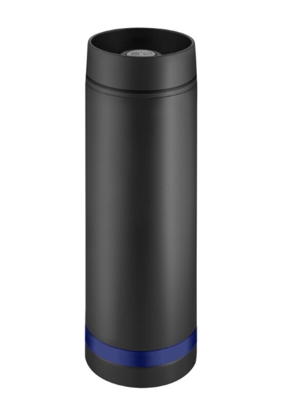 Metmaxx® Thermobecher "Crema" 360°  schwarz/Ring blau