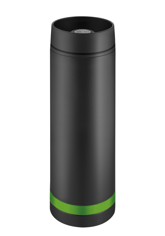 Metmaxx® Thermobecher "Crema" 360°  schwarz/Ring grün