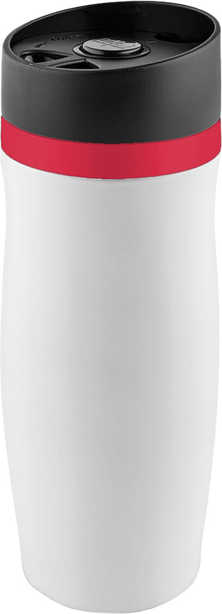 Metmaxx® Thermobecher "CremaExtensa" weiß/Ring rot