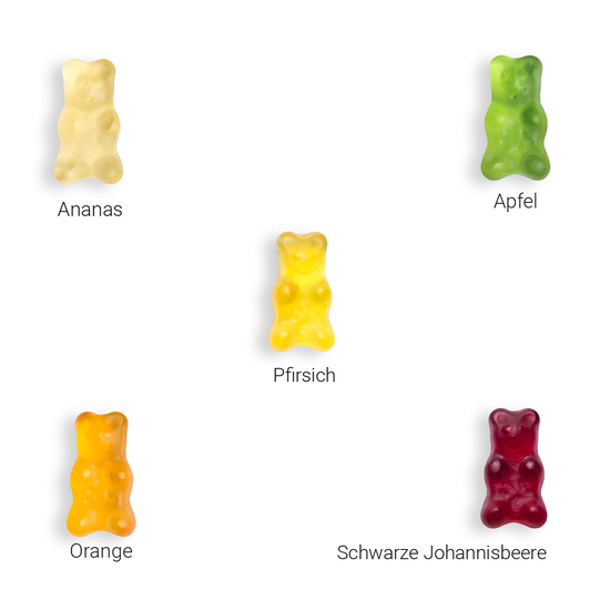 Fruchtsaftbärchen im Werbetütchen, ca. 70 x 90 mm, 15 g, Standard-Folie transparent - Fruchtsaftbärchen