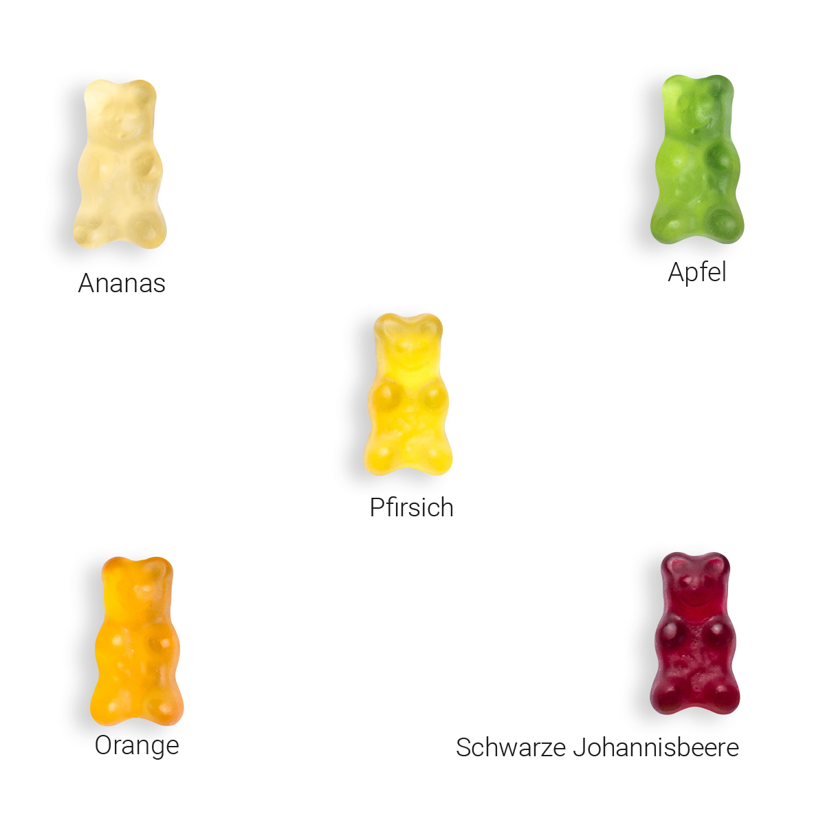Fruchtsaftbärchen im Werbetütchen, ca. 60 x 90 mm, 10 g, Papier/PE-Verbundfolie weiß - Fruchtsaftbärchen