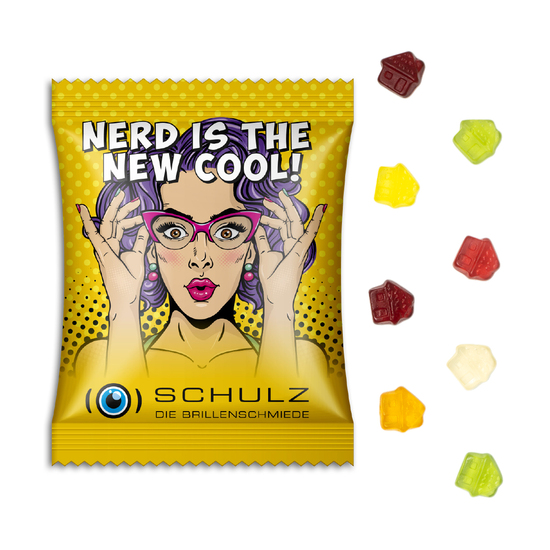 Fruchtgummi Standardformen, ca. 70 x 90 mm, 15 g, Standard-Folie transparent - Haus