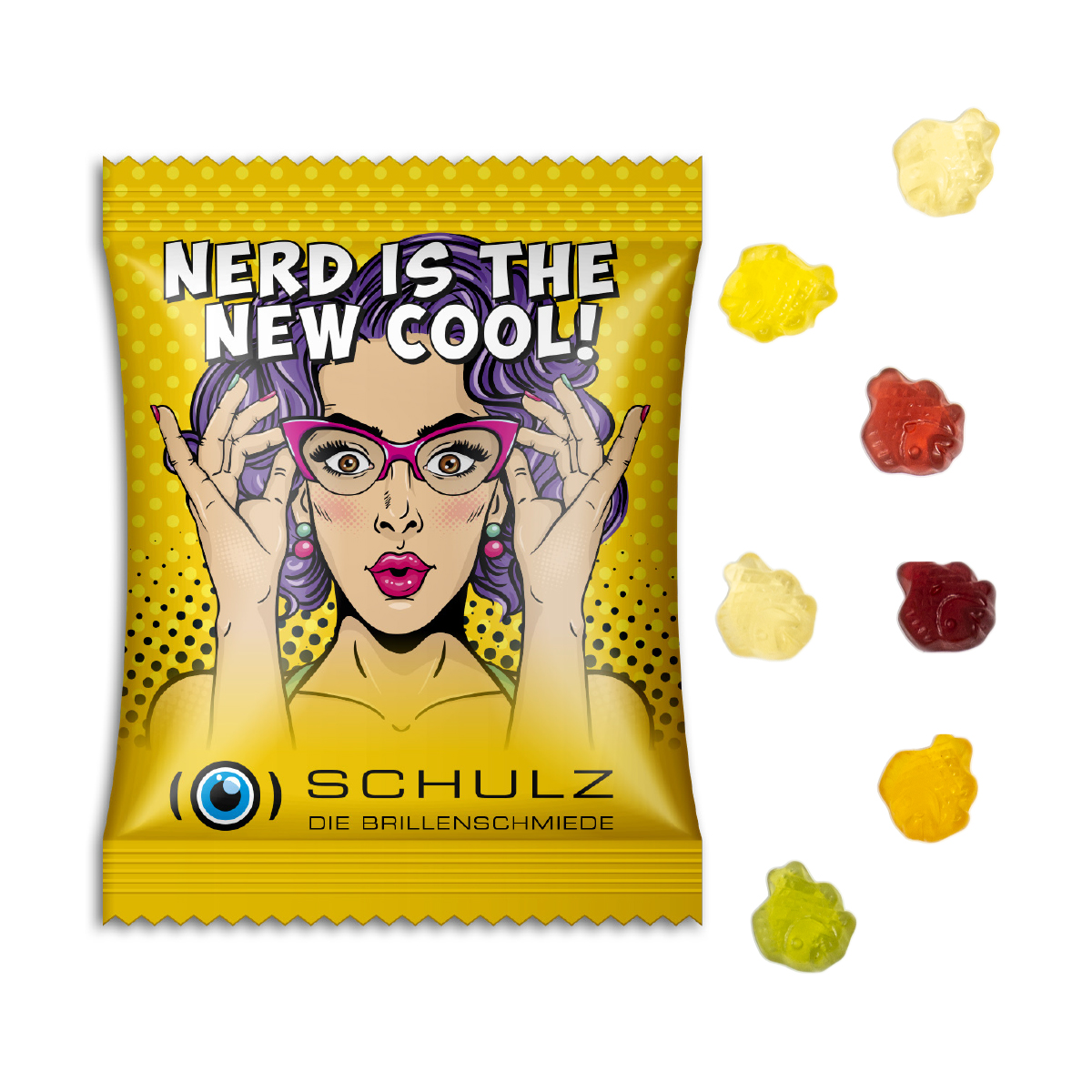Fruchtgummi Standardformen, ca. 70 x 90 mm, 15 g, Standard-Folie weiß - Fisch