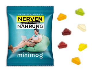 Fruchtgummi Standardformen, ca. 70 x 90 mm, 15 g, Standard-Folie weiß - Schiffchen