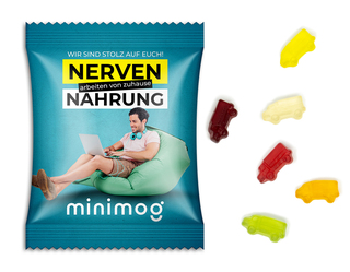 Fruchtgummi Standardformen, ca. 70 x 90 mm, 15 g, transparente kompostierbare Folie - LKW