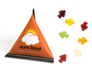 Mini Tetraeder Fruchtgummi, ca. 75 x 60 mm, 10 g, Standard-Folie transparent - Flugzeug