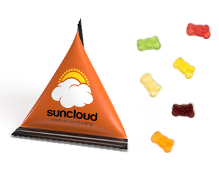 Mini Tetraeder Fruchtgummi, ca. 75 x 60 mm, 10 g, Standard-Folie transparent - Motorrad