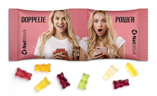 TwinSet, ca. 160 x 60 mm, 10 g, transparente kompostierbare Folie - Gummibärchen