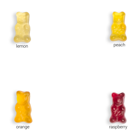 Gummibärchen vegan, ca. 110 x 90 mm, 20 g, Standard-Folie weiß - Gummibärchen vegan