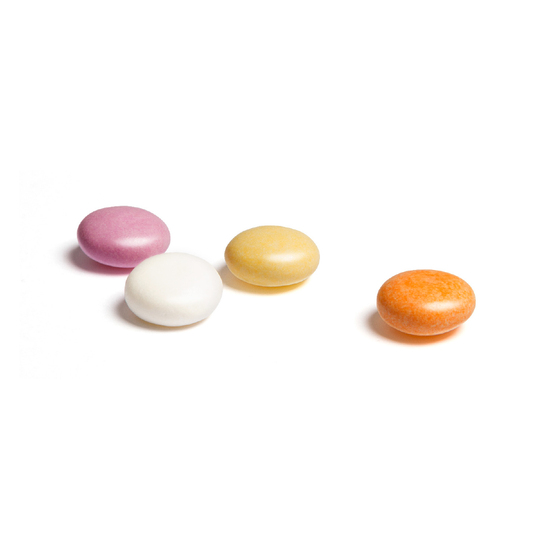 Double mentos, ca. 60 x 60 mm, 5,6 g, Standard-Folie weiß - mentos Fruit