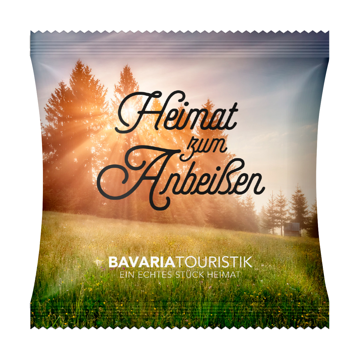 Vollkorn Snack im Werbetütchen, ca. 110 x 110 mm, 11 g, Standard-Folie transparent - Tomate-Kräuter