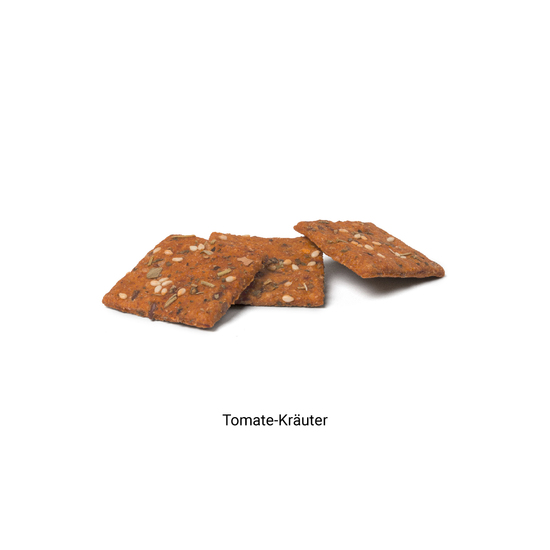 Vollkorn Snack im Werbetütchen, ca. 110 x 110 mm, 11 g, Standard-Folie weiß - Tomate-Kräuter