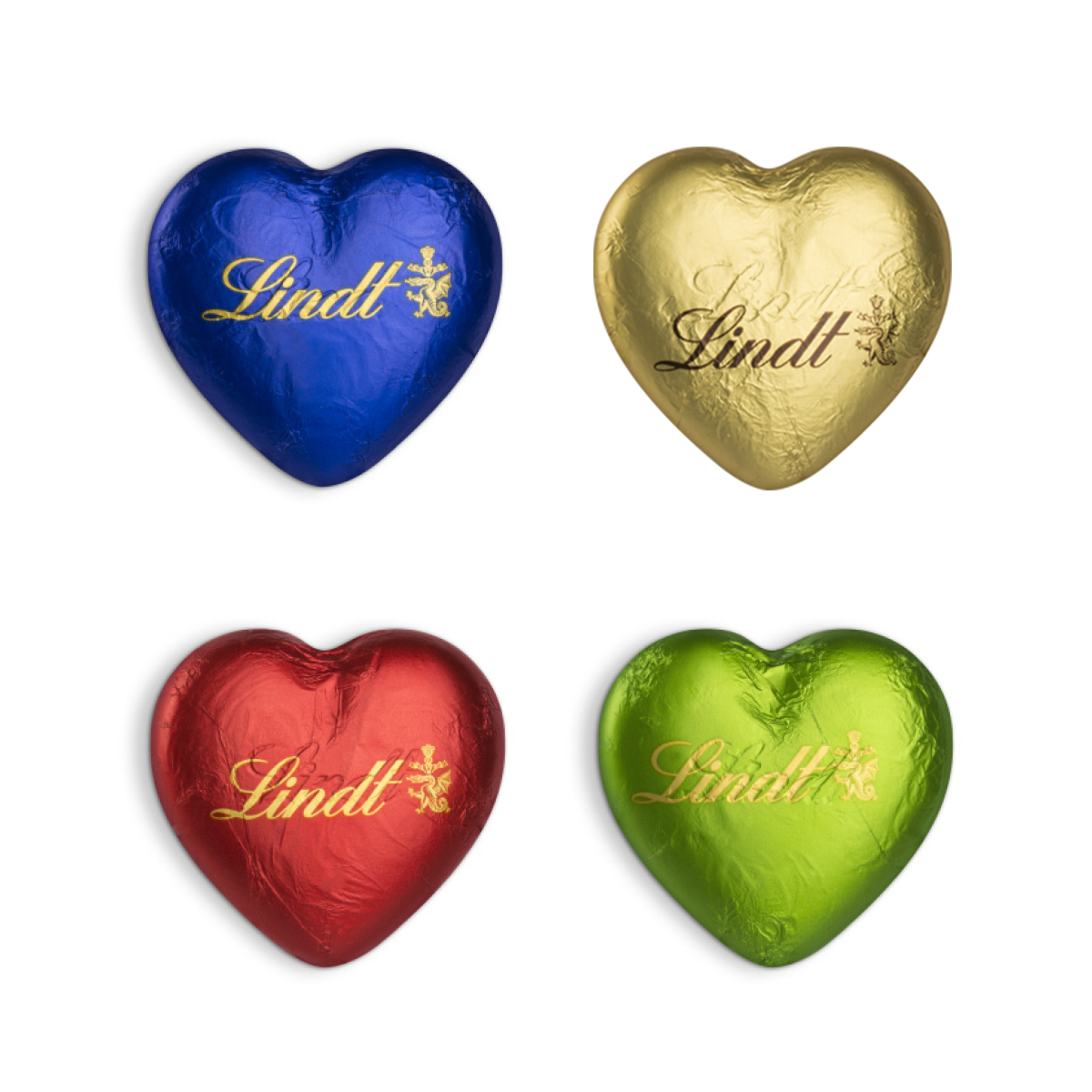 Werbekarte mit Lindt Schokoladen Herz 20 g, ca. 88 x 68 x 13 mm, 20 g, blaues Herz -