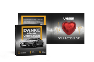 Werbekarte mit Lindt Schokoladen Herz 5 g