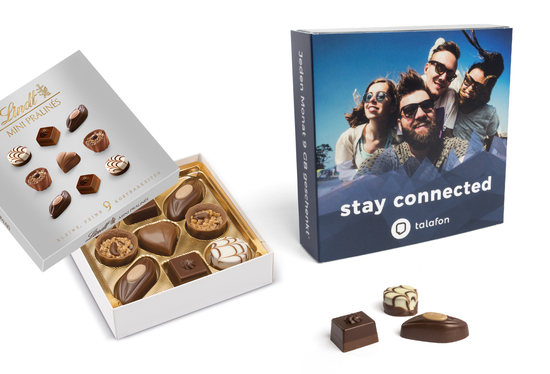 Lindt Mini Pralinés im Werbeschuber