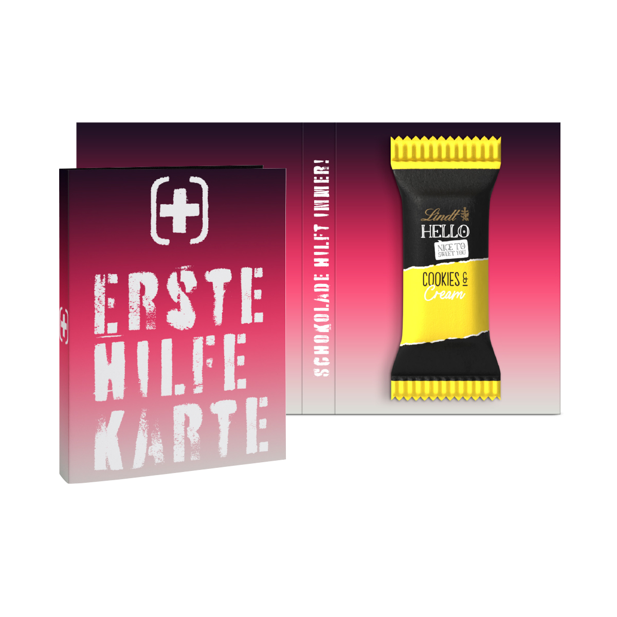 Lindt HELLO Mini Stick in Werbeklappkarte, ca. 68 x 88 x 13 mm, 10 g,  - HELLO Mini Cookies & Cream