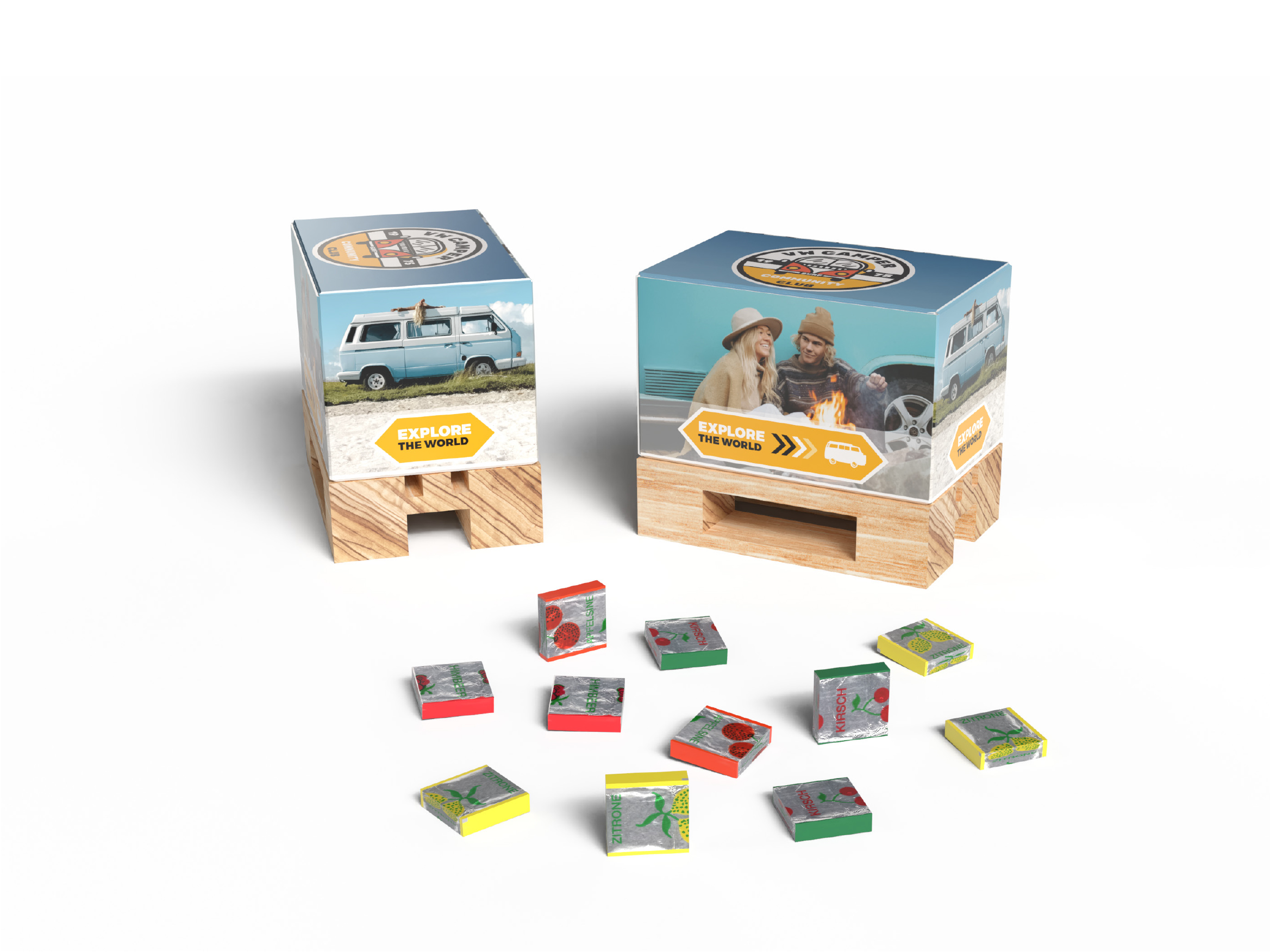 Fruchtkaramellen in Geschenk Mini-Palette klein