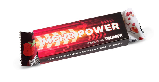 Powerbar Energy Riegel im Werbeschuber, ca. 150 x 38 x 20 mm, 40 g,  - Strawberry Cranberry