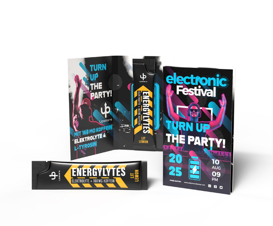 Upsters Energylytes Stick in Werbeklappkarte