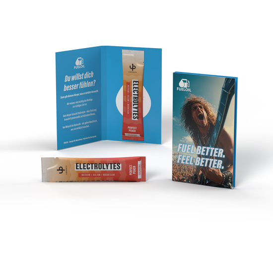 Upsters Electrolytes Stick in Werbeklappkarte, ca. 127 x 8 x 75 mm, 6,5 g, Stick im individuellen Design - PERFECT Peach