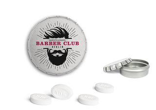 Mini Clic Clac Box, ca. 53 mm Durchmesser, Höhe 18 mm, 18 g, blank - Vivil Extra Strong zuckerfrei
