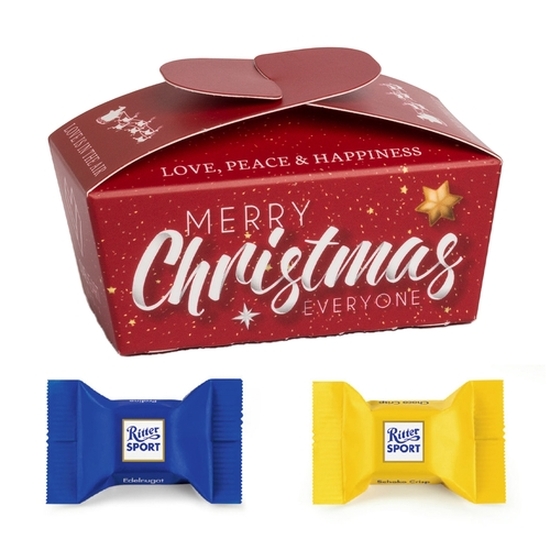 Xmas Ballotin, ca. 77 x 42 x 45 mm, 16 g,  - Ritter Sport: Edelnugat & Schoko Crisp