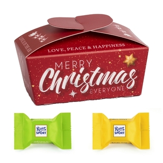 Xmas Ballotin, ca. 77 x 42 x 45 mm, 16 g,  - Ritter Sport: Voll-Nuss & Schoko Crisp