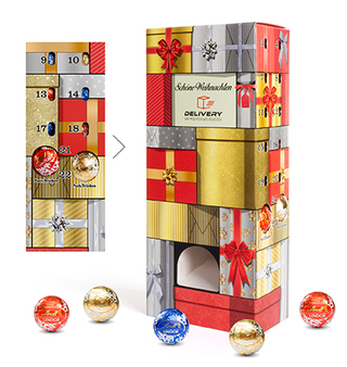 Lindt Lindor Adventsspender "Turm", ca. 78 x 185 x 47 mm, 115 g,  -