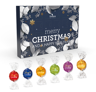 Adventskalender Multi , ca. 332 x 224 x 40, 300 g,  - Lindor Kugeln