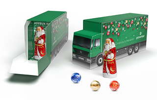 Lindt Lindor Adventskalender LKW Eco, ca. 273,5 x 119 x 70 mm, 155,2 g,  - Lindor Kugeln + 1 Nikolaus