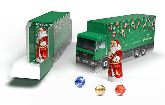 Lindt Lindor Adventskalender LKW Eco, ca. 273,5 x 119 x 70 mm, 155,2 g,  - Lindor Kugeln + 1 Nikolaus