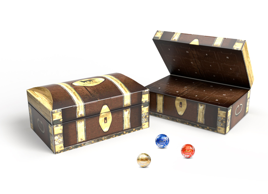 Lindt Adventskalender "Schatztruhe" Eco, ca. 185 x 121 x 93 mm, 115 g,  -