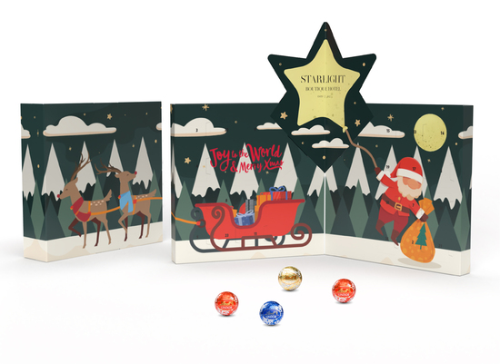 Lindt Adventskalender "Buch" Pop-Up Eco, ca. 182 x 182 x 46 mm, 115 g, Individuell -