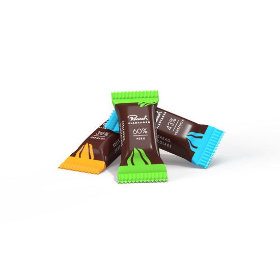 "Rausch Plantagen" Minis in Standbodenkartonage klein, ca. 60 x 101 x 39 mm, 40 g,  -